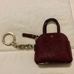 Kate spade Maise “things we love” key ring with zipper pocket in red (burgundy)